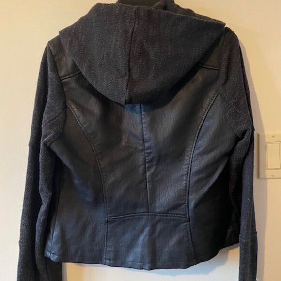 Xhilaration Black Faux Leather and Sweater Jacket Women- Size L - NWOT - Picture 6 of 14